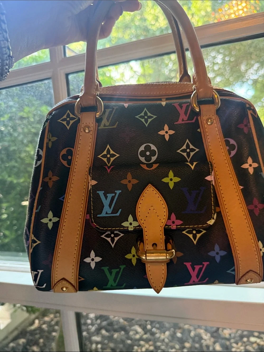 Louis Vuitton Black Murakami Multicolor Monogram Satchel Priscilla